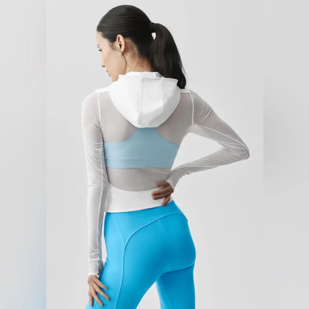 ALO Softsculpt Superset Full Zip Jacket Yoga Sheer White Size XS 2-4 New w Tags